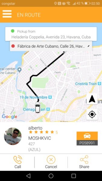 Screenshot: Sube, einer der ersten mobilen Apps für Cubas Transportsystem