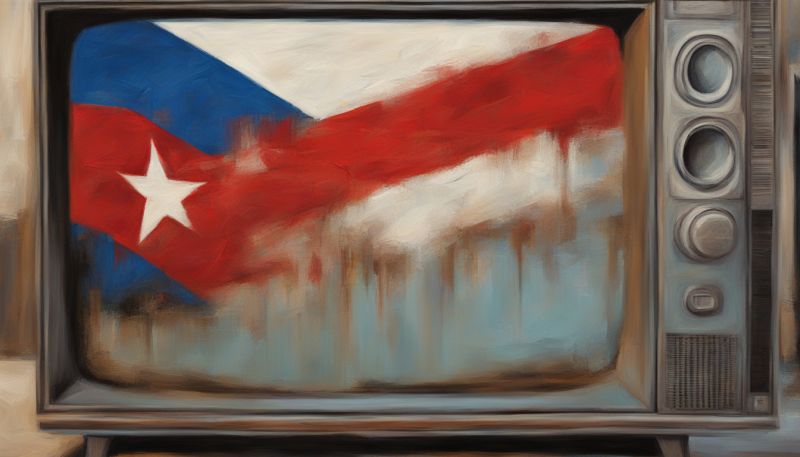 Symbolbild: Kubanische Flagge spiegelt sich in einem alten Fernseher